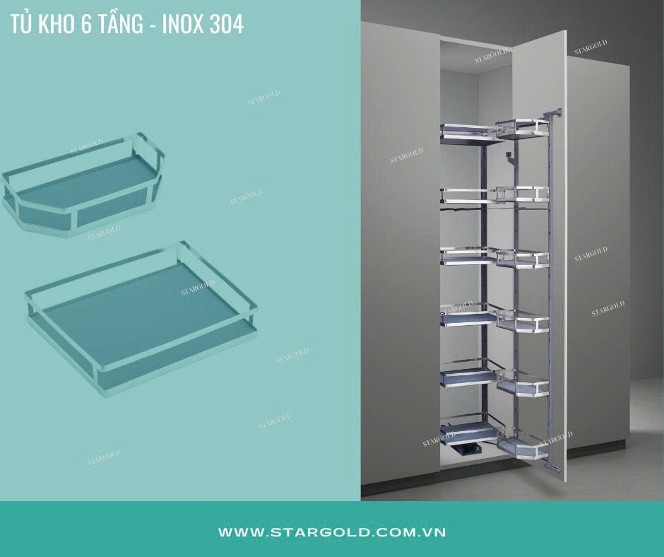 Tủ kho 6 tầng Inox 304